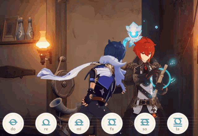 a man with red hair is standing next to another man with blue hair in a video game