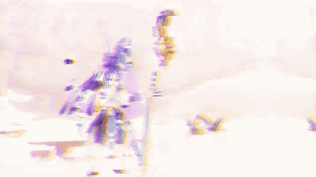 a character in a video game is holding a spear and wearing a mask .