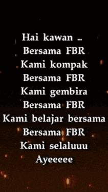 a poster that says " hai kawan bersama fbr " at the top