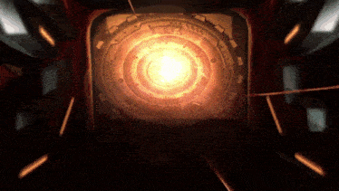 a glowing object in the middle of a dark room with a light coming out of it