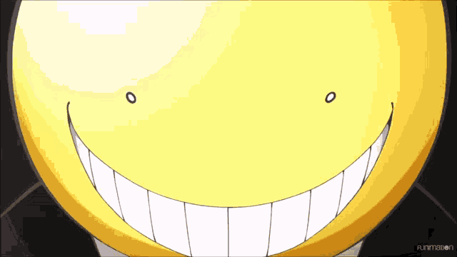 a close up of a cartoon character 's face with the words funimation below it