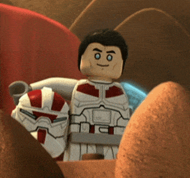 a lego man with a red and white helmet on