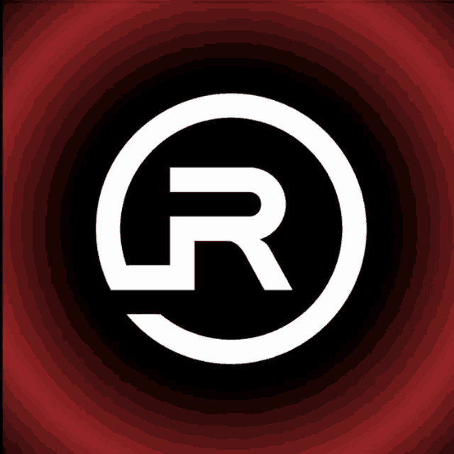 a white letter r inside of a black circle