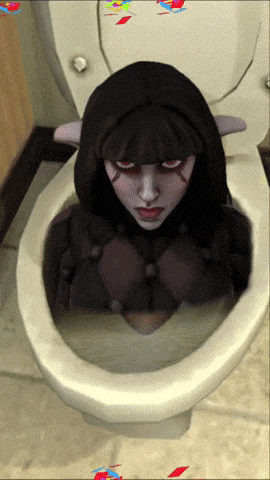 a cartoon character is sitting in a toilet bowl