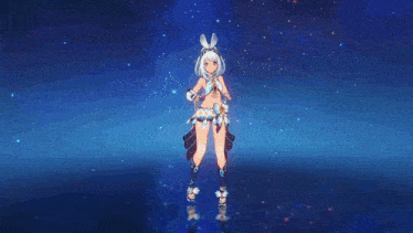 a girl in a pink and white outfit with the letter g on her chest is flying through the air
