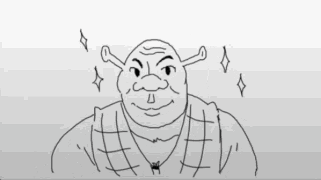 a black and white drawing of a man giving a thumbs up sign