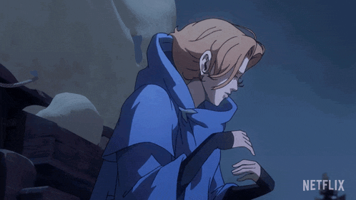 a woman in a blue cape with a netflix logo on the bottom