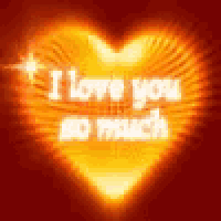 a glowing heart with the words `` i love you so much '' written inside of it .