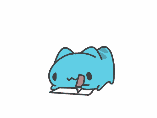 a cartoon cat is holding a piece of paper and a pencil
