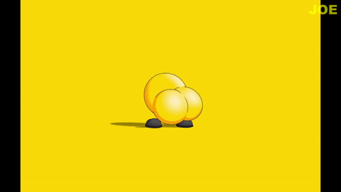 a cartoon drawing of two yellow balls on a yellow background with the word joe below it