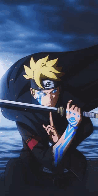 a cartoon character holding a sword in his hand