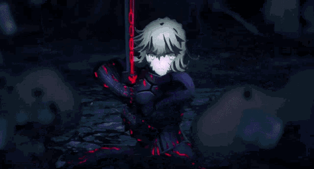 a close up of a person with a sword