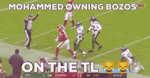 a football game between the redskins and jets
