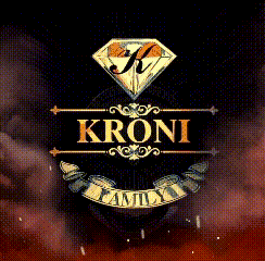 a black background with a diamond and the word kroni