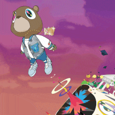 a cartoon of a teddy bear wearing a jacket with the letter j on it