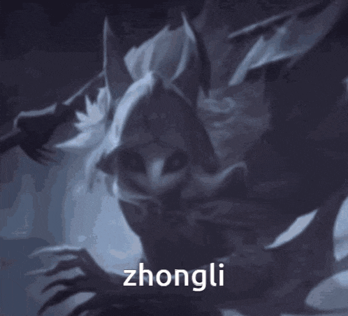 a painting of a ghost with the name zhongli written below it