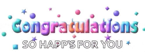 congratulations so happs for you written in colorful letters with stars