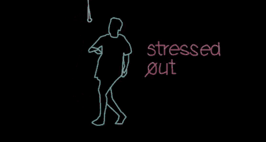 a neon sign that says stressed out in pink