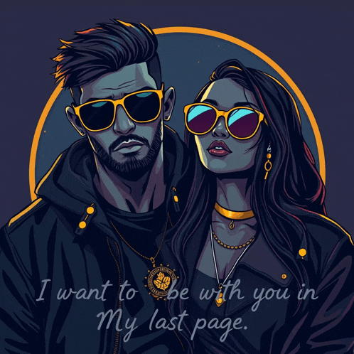 a drawing of a man and a woman with the words " i want to be with you in my last page "
