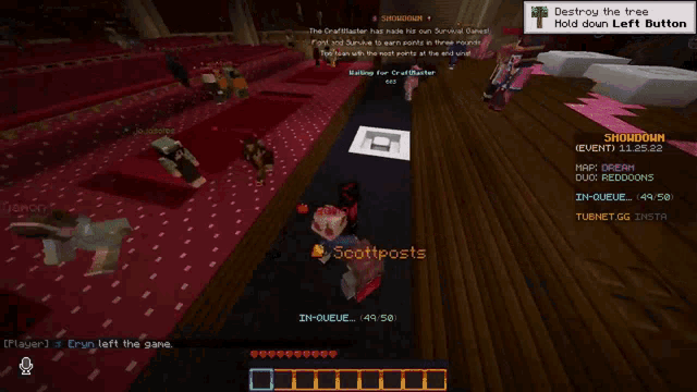a screenshot of a minecraft game showing a timer of 605 seconds