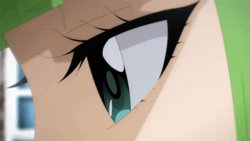 a close up of a cartoon character 's eye
