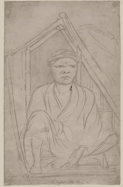 a black and white drawing of a man with the name peter written on the bottom