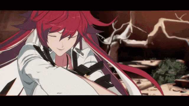 a girl with red hair and a white shirt