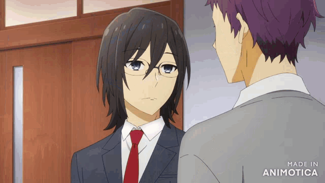 two anime characters are standing next to each other and the words made in animotica are on the bottom left