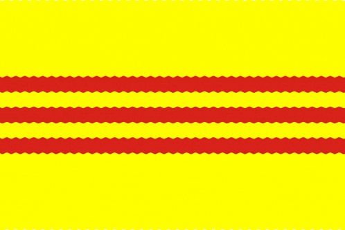 three red and yellow stripes on a yellow background with a white border
