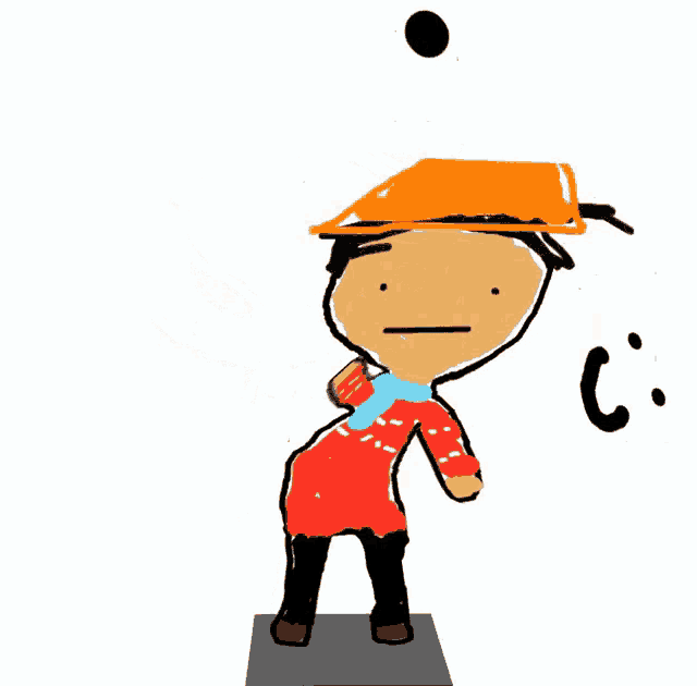 a child 's drawing of a man with a question mark on his head