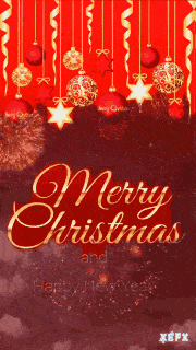 a merry christmas and happy new year card with christmas decorations