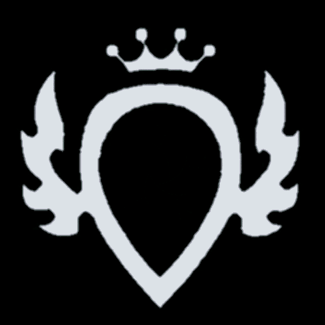 a white shield with a crown and a flower in the center