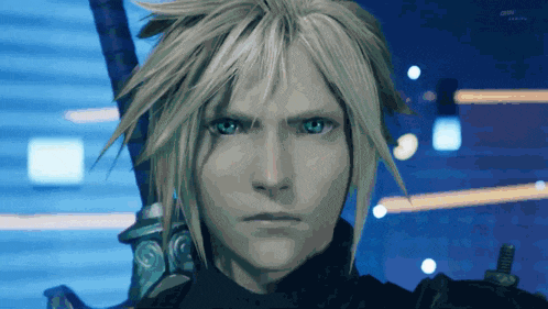 a close up of a video game character with a sword in his hand