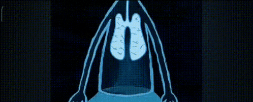 a cartoon drawing of a person 's stomach with a few bubbles coming out of it .
