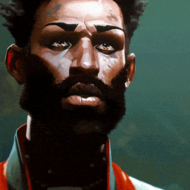 a man with a beard is looking at the camera