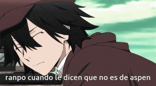 a picture of a man with the words " ranpo cuando le dicen que no es de aspen " below him