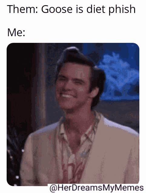 a meme with a picture of a man and the words " them goose is diet phish me "