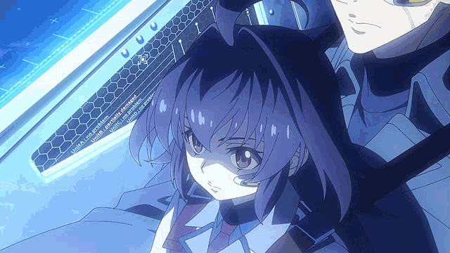 a girl with purple hair stands next to a man with yellow glasses