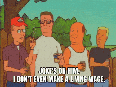 a group of men are standing next to each other and one of them says joke 's on him