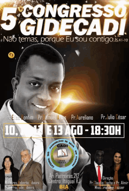 a poster for congresso 5 gidecad shows a man in a suit and tie