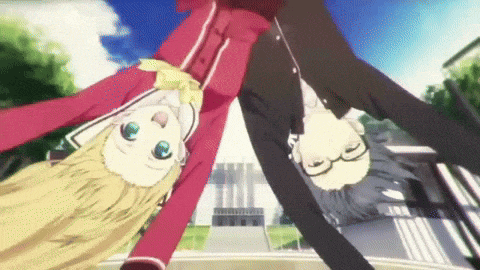 a man and a girl are upside down in a cartoon