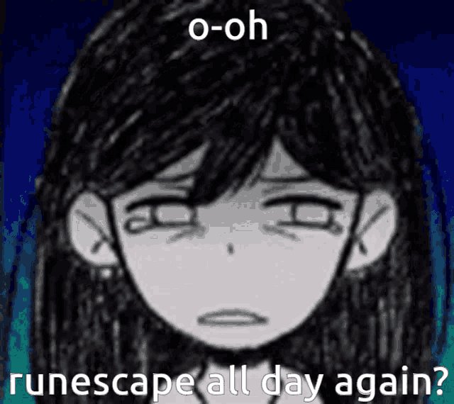 a drawing of a girl with the words runescape all day again on the bottom
