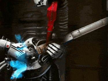a skeleton playing a guitar with a blue light coming out of it