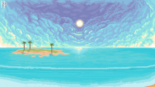 a pixel art drawing of a ship in the ocean