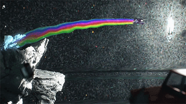 a computer generated image of a rainbow coming out of a car