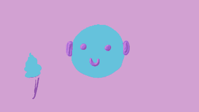a cartoon drawing of a person eating ice cream