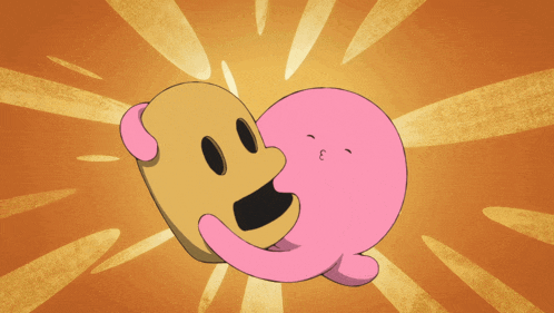 a cartoon drawing of a smiley face and a pink face