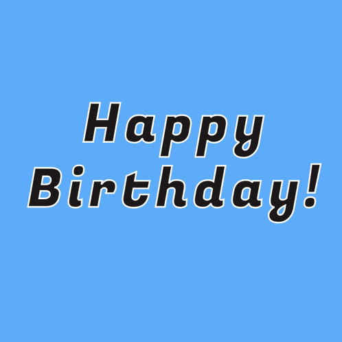 a black and white dog with its tongue hanging out and the words happy birthday behind it