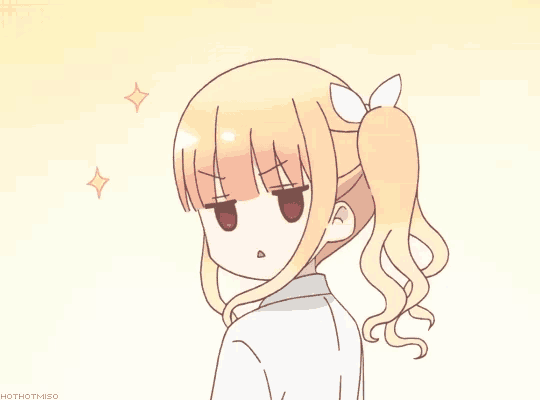a drawing of a girl with a ponytail and the words hothotmeo on the bottom right