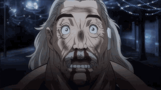 a cartoon of a man with blood coming out of his nose and mouth
